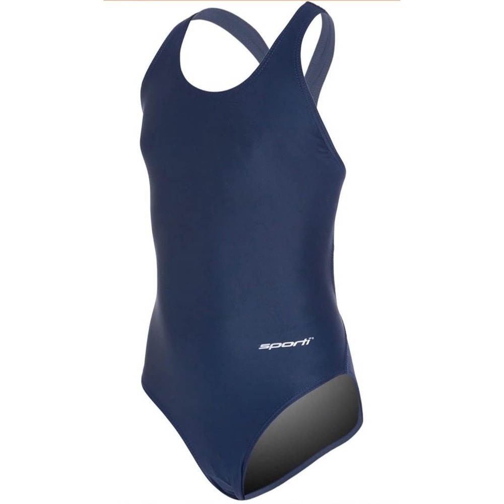NWT‎ Sporti Wide Strap Girls' Athletic One-Piece Swimsuit - Navy - Size 24